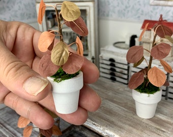 Miniature dollhouse potted plant or small tree, neutral colors, miniature flowers or greenhouse accessories