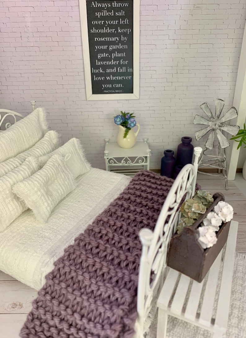 Miniature Knitted Blankets Miniature Bedding 112 Dollhouse Etsy