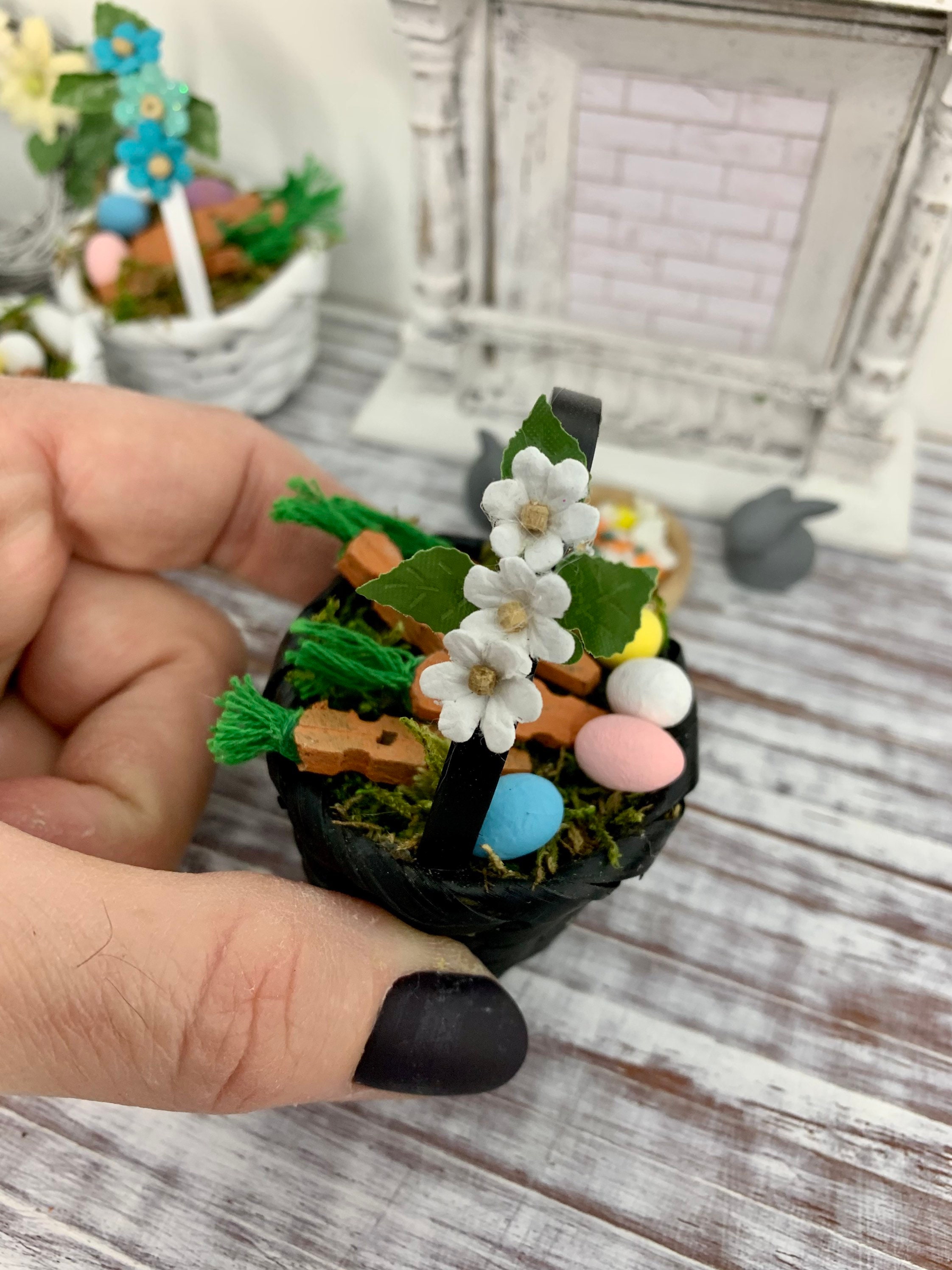 Miniature Dollhouse Easter Baskets With Eggs and Carrots, Miniature ...
