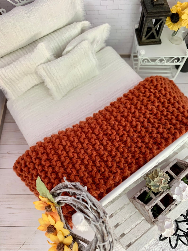 Miniature Knitted Blankets Miniature Bedding 112 Dollhouse Etsy