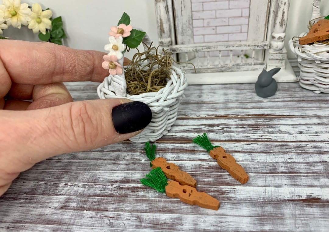 Miniature Dollhouse Easter Basket Accessory With Carrots, Miniature ...