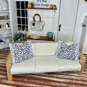 Miniature dollhouse Blue Swirl pillows, mini pillows for dollhouse decor