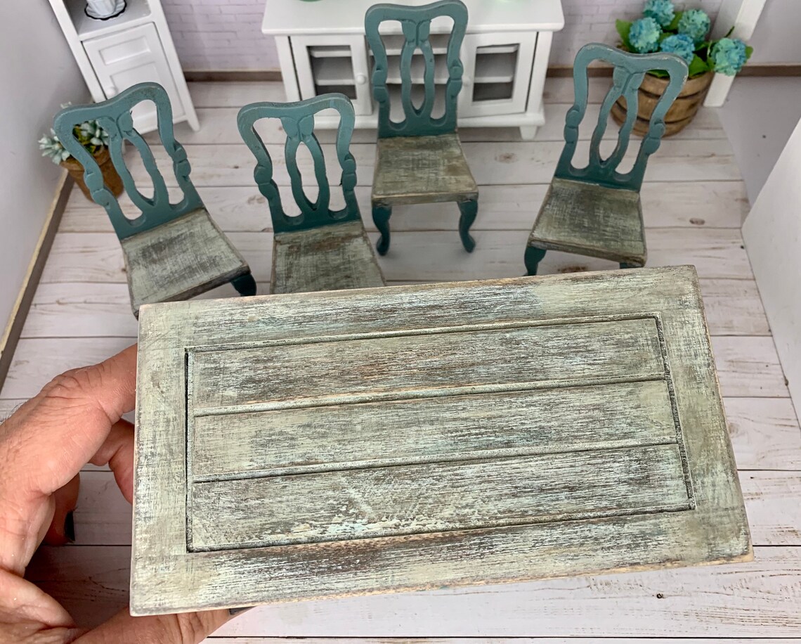 Juego de mesa de comedor en miniatura de 5 piezas casa de | Etsy