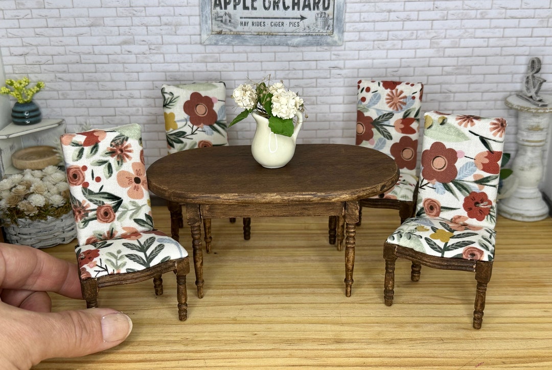 Miniature Dollhouse Dining Table Set of 5 Miniature Table and Etsy