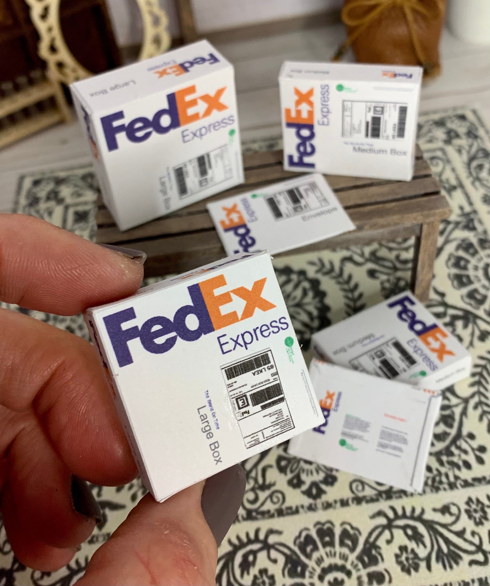 Miniature Dollhouse FedEx packages scale 112 miniature Etsy