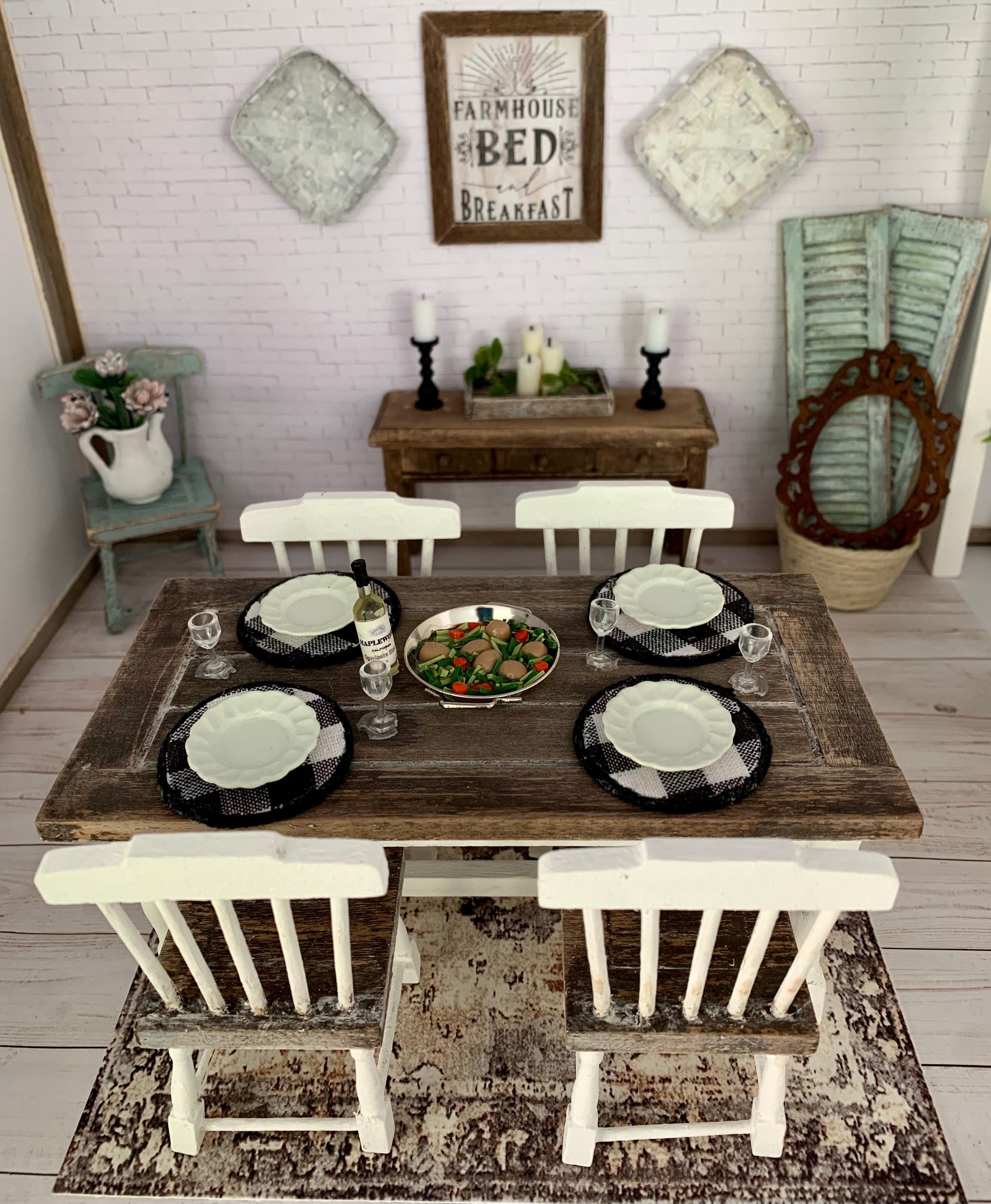 Miniature Doll House Farmhouse Kitchen Table Etsy