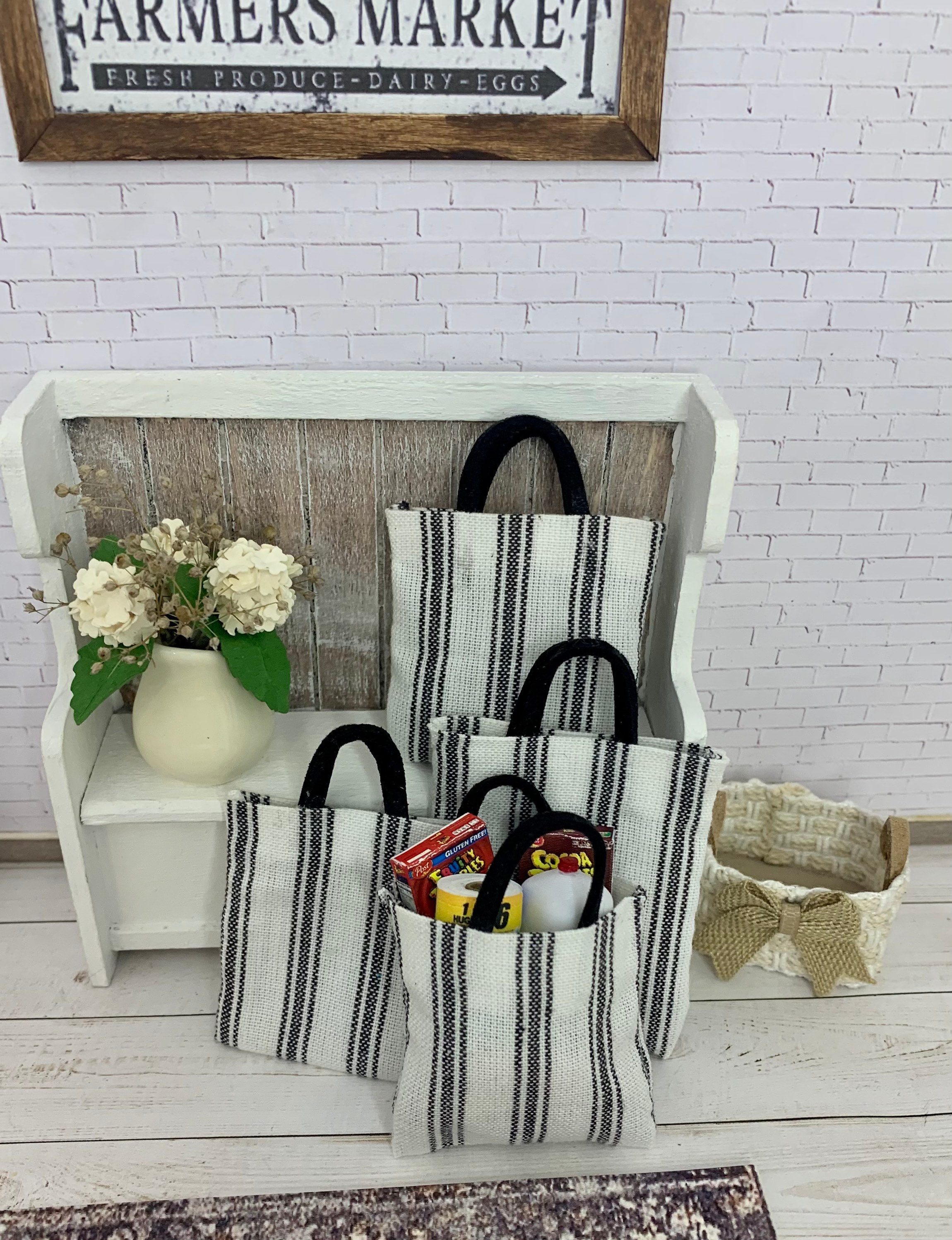 Miniature Dollhouse Canvas Bag Miniature Shopping Bag Etsy