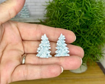 Miniature dollhouse Christmas tree decoration, set of 2 trees