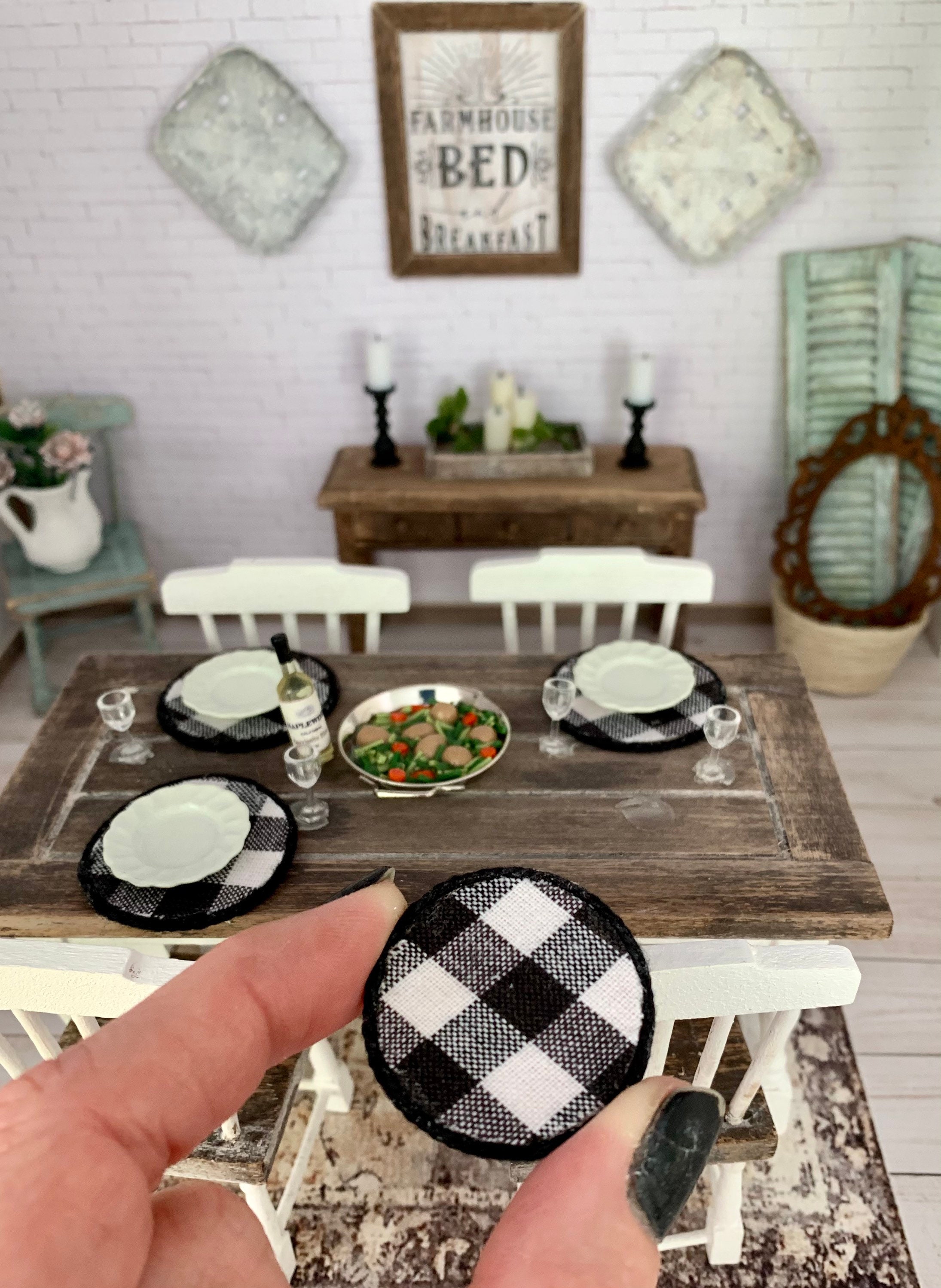 Miniature Doll House Farmhouse Kitchen Table Etsy