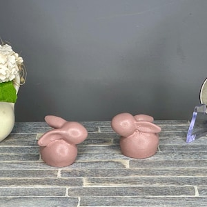 Miniature dollhouse bunny rabbits set of two, gray, rose gold, silver or white, miniature decor, shelf, miniature figurine, ceramic bunny