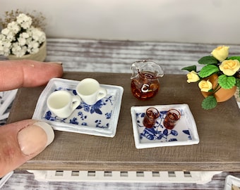 Miniature dollhouse decorative trays in 2 sizes, dollhouse serving trays, miniature dollhouse accessories