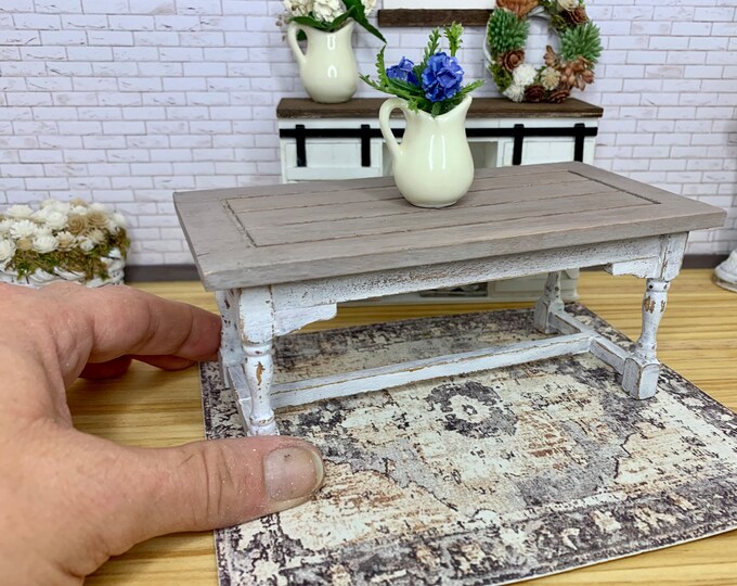 Miniature Dollhouse Dining Table Dollhouse Farmhouse Kitchen Etsy