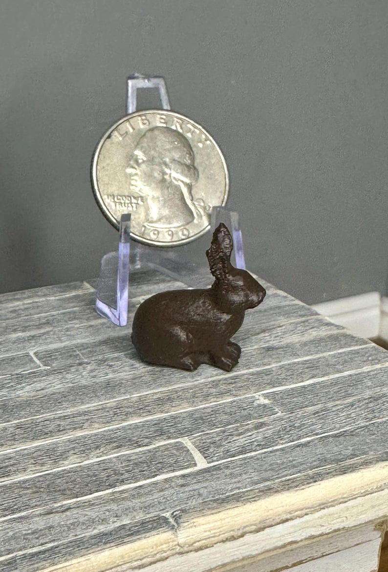 Miniature Brown Rabbits Miniature Dollhouse Chocolate Bunny Rabbits, Miniature Decor or ...