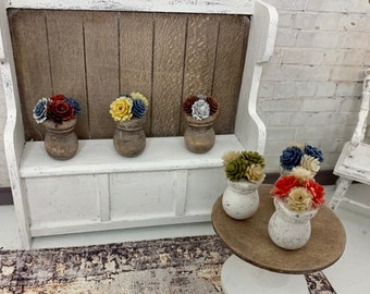 Miniature dollhouse small vase or pot, miniature flower arrangement
