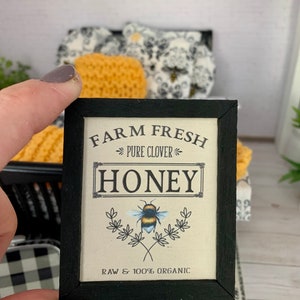 Miniature doll house farm fresh honey bee sign, scale 1:12, farmhouse style house, miniature sign