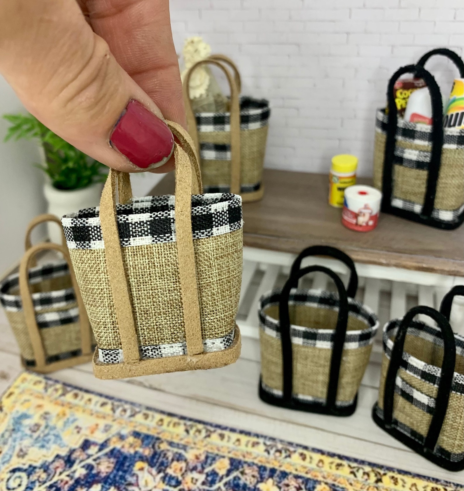 Miniature Dollhouse Bag or Tote 112 Miniature Shopping Bag Etsy