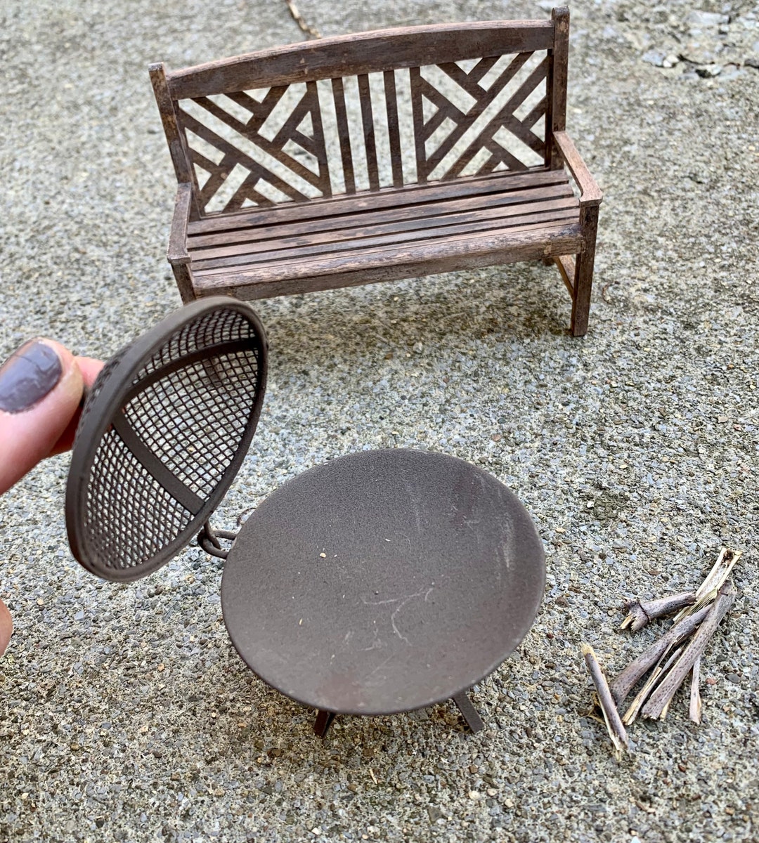 Miniature Doll House Fire Pit, Scale 1:12, Miniature Patio, Miniature ...