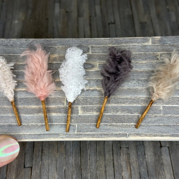 Miniature dollhouse feather dusters, 1:12 dusters, miniature cleaning accessories