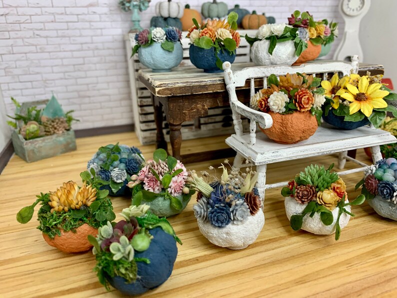 Miniature Dollhouse Fall Floral Pumpkins Decorations Etsy