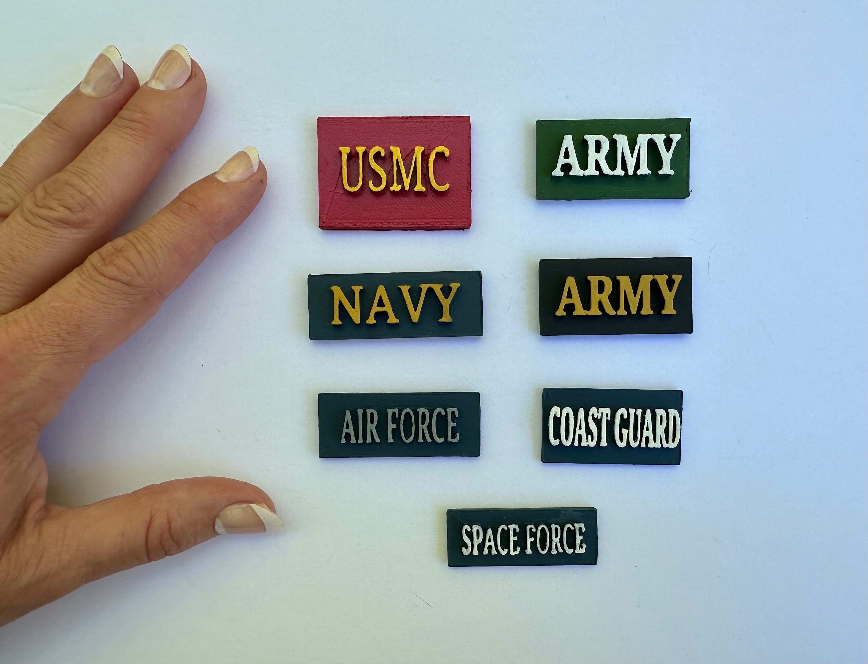 Miniature military signs or plaques, room box