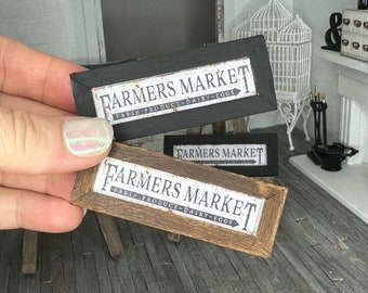 Miniature doll house farmers market sign, scale 1:12, miniature farmhouse, miniature sign, shabby chic miniature, dollhouse farmhouse
