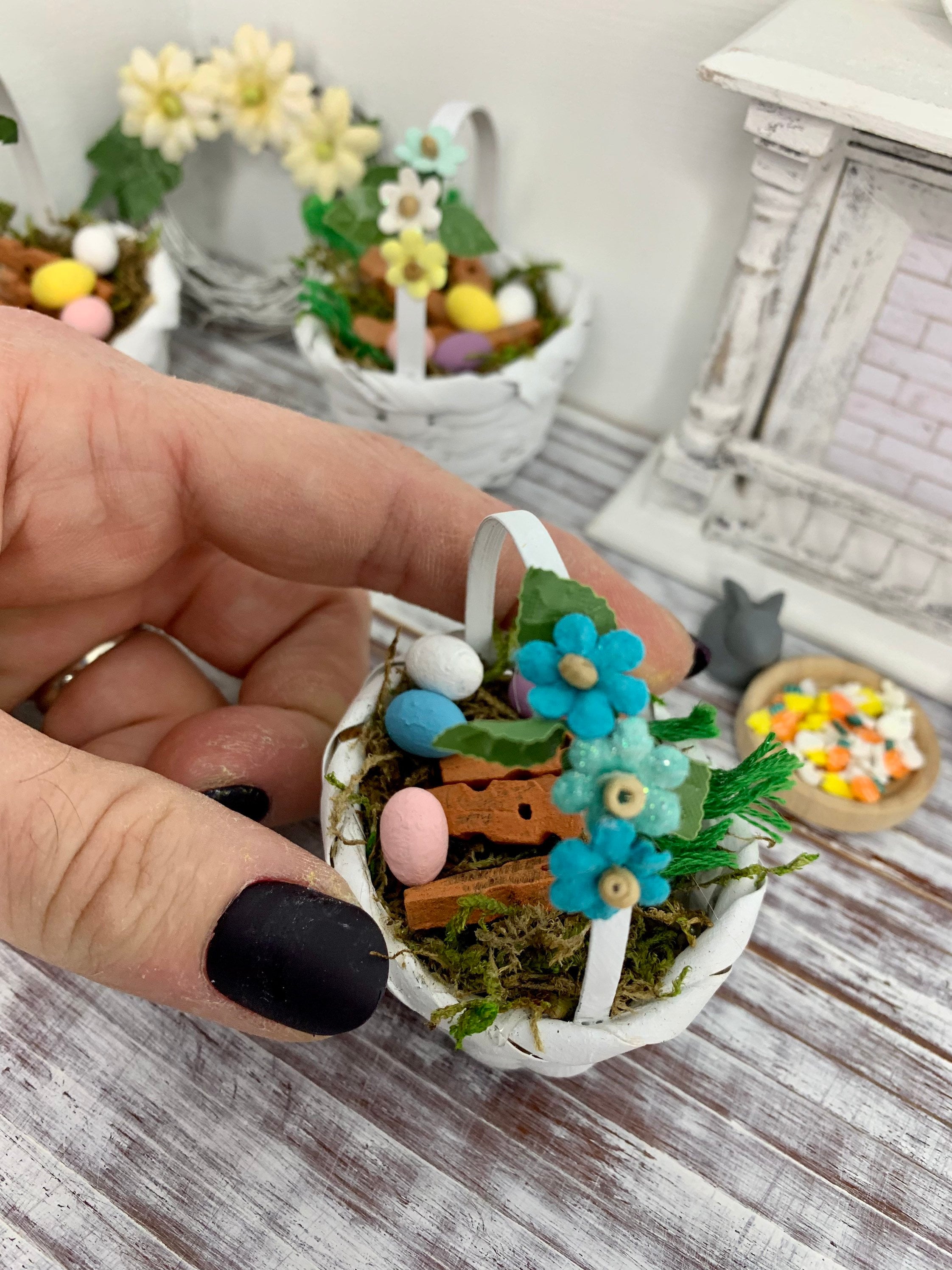 Miniature Dollhouse Easter Baskets With Eggs and Carrots, Miniature ...