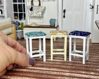 Miniature dollhouse stools or high top table chairs, mini furniture