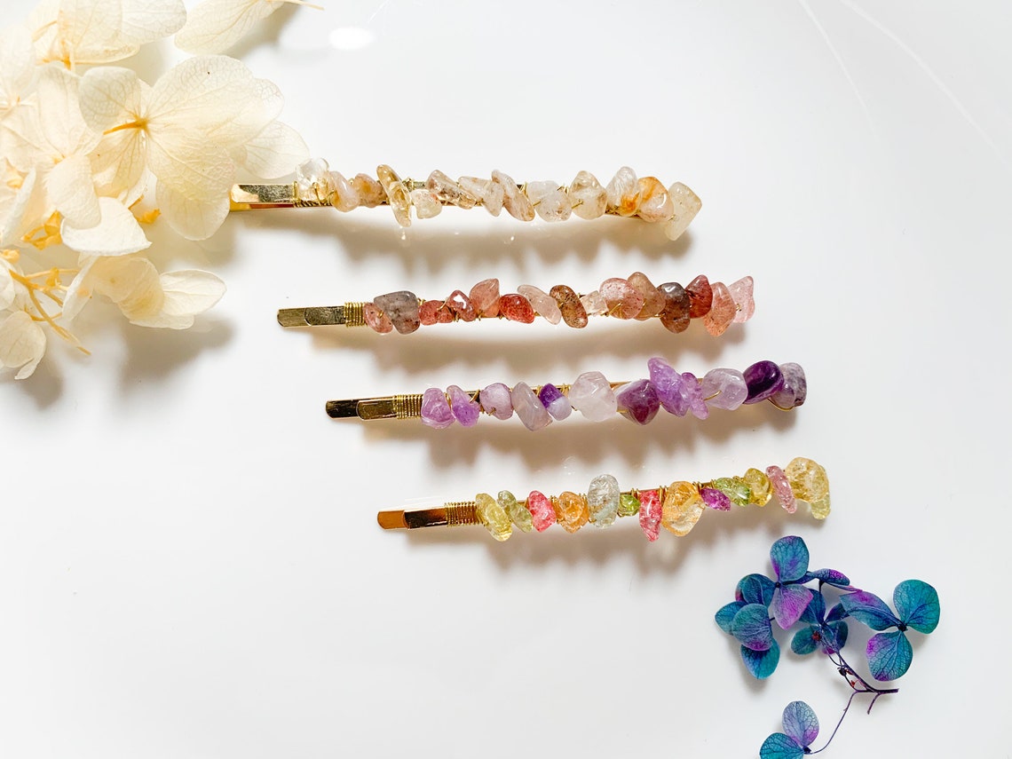 EdelsteinHaarClips Set von 4 natürliche Kristall Steine Etsy