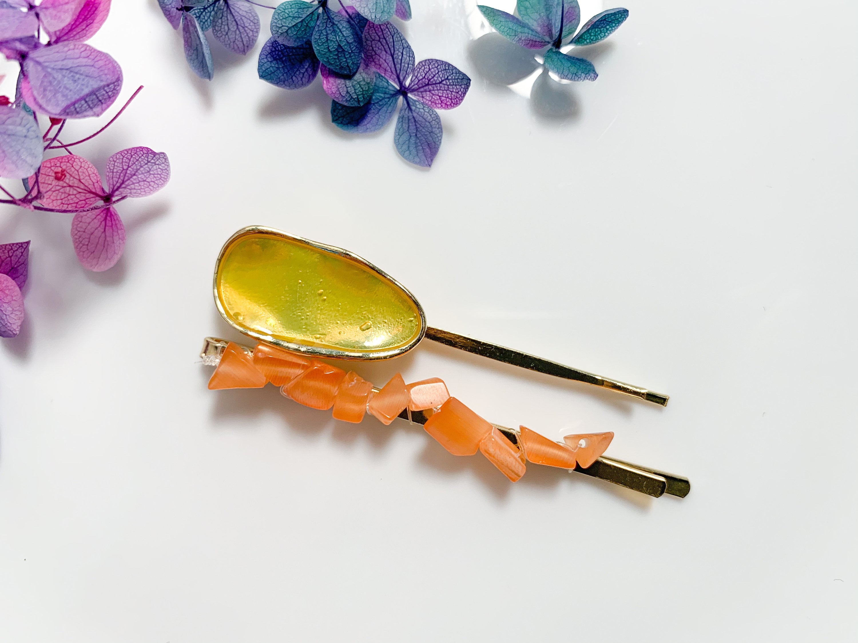 SALE Gemstone Hair Clips Set of 6 Crystal Stones Barrettes Etsy