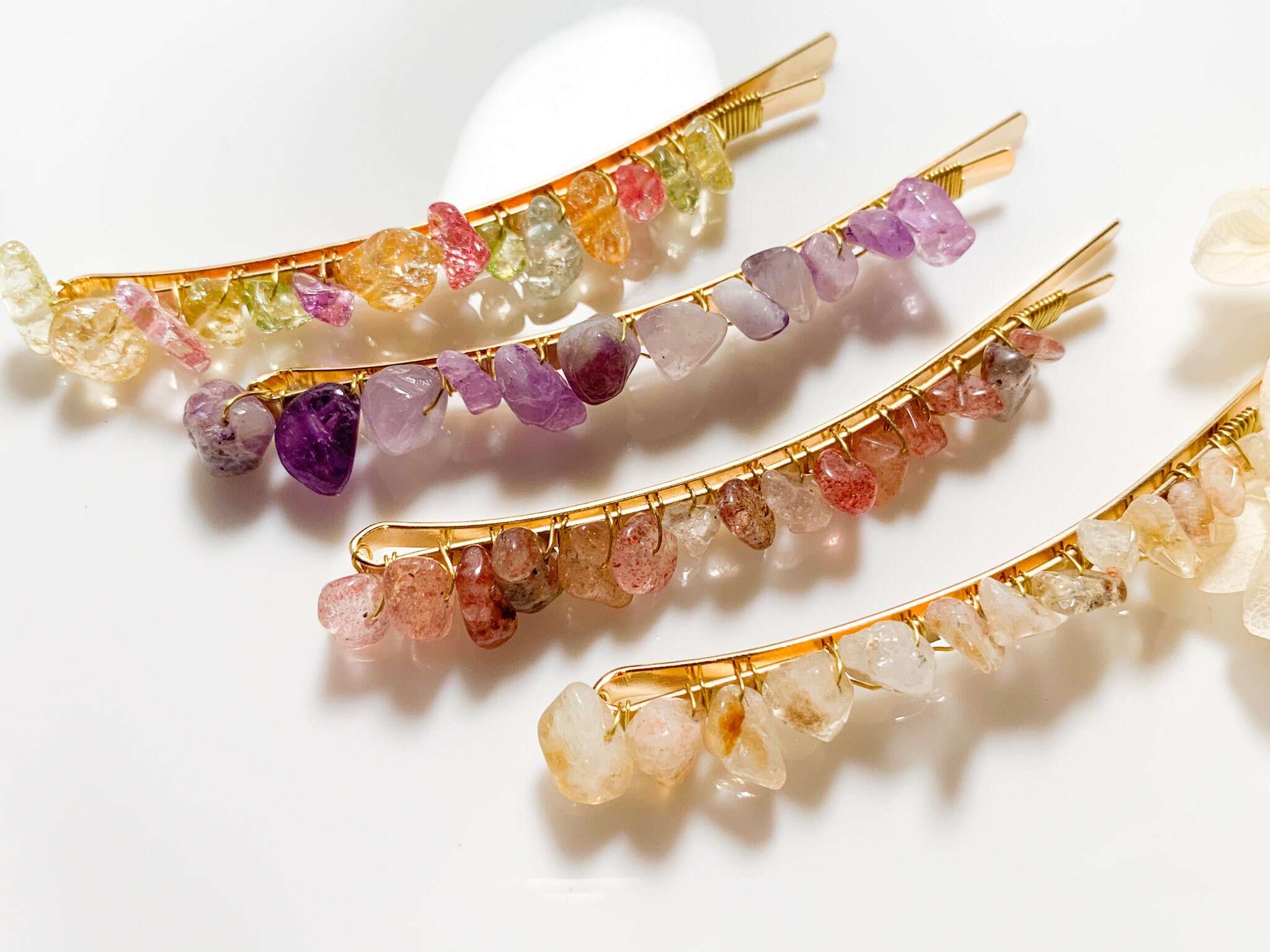 EdelsteinHaarClips Set von 4 natürliche Kristall Steine Etsy