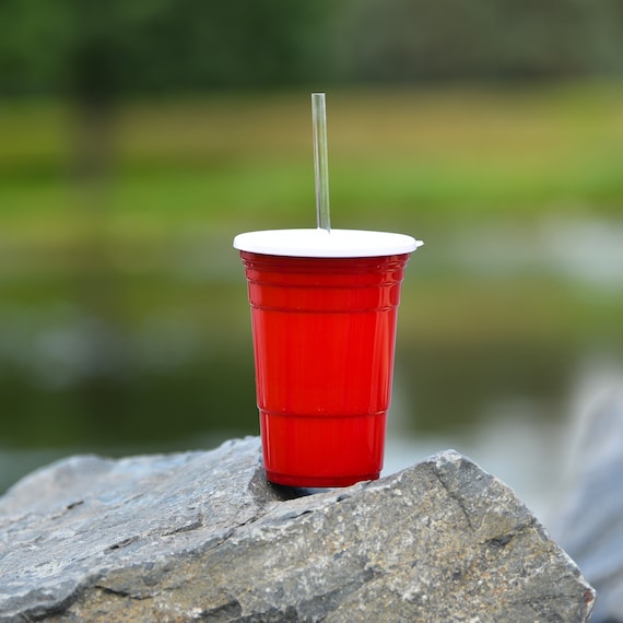 Reusable 24 Oz Red Tumbler With Lid and Straw Made of BPA Free ABS Plastic,  Dishwasher Safe, the Ideal Large Plastic Cups for Parties 