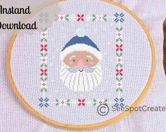 Weihnachten Nikolaus Kreuzstich Stickmuster Ornament Ornament Weihnachtsstickerei PDF sofort download digital einfach Serie nordischer Stil