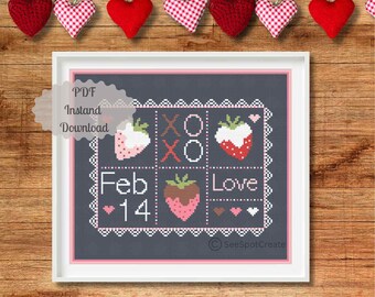 Kreuzstich Stickmuster mit Erdbeeren Herz gestickt, Herz gestickt, gestickt, gestickt, gestickt, gestickt, gestickt, gestickt, gestickt, gestickt, gestickt, gestickt, gestickt