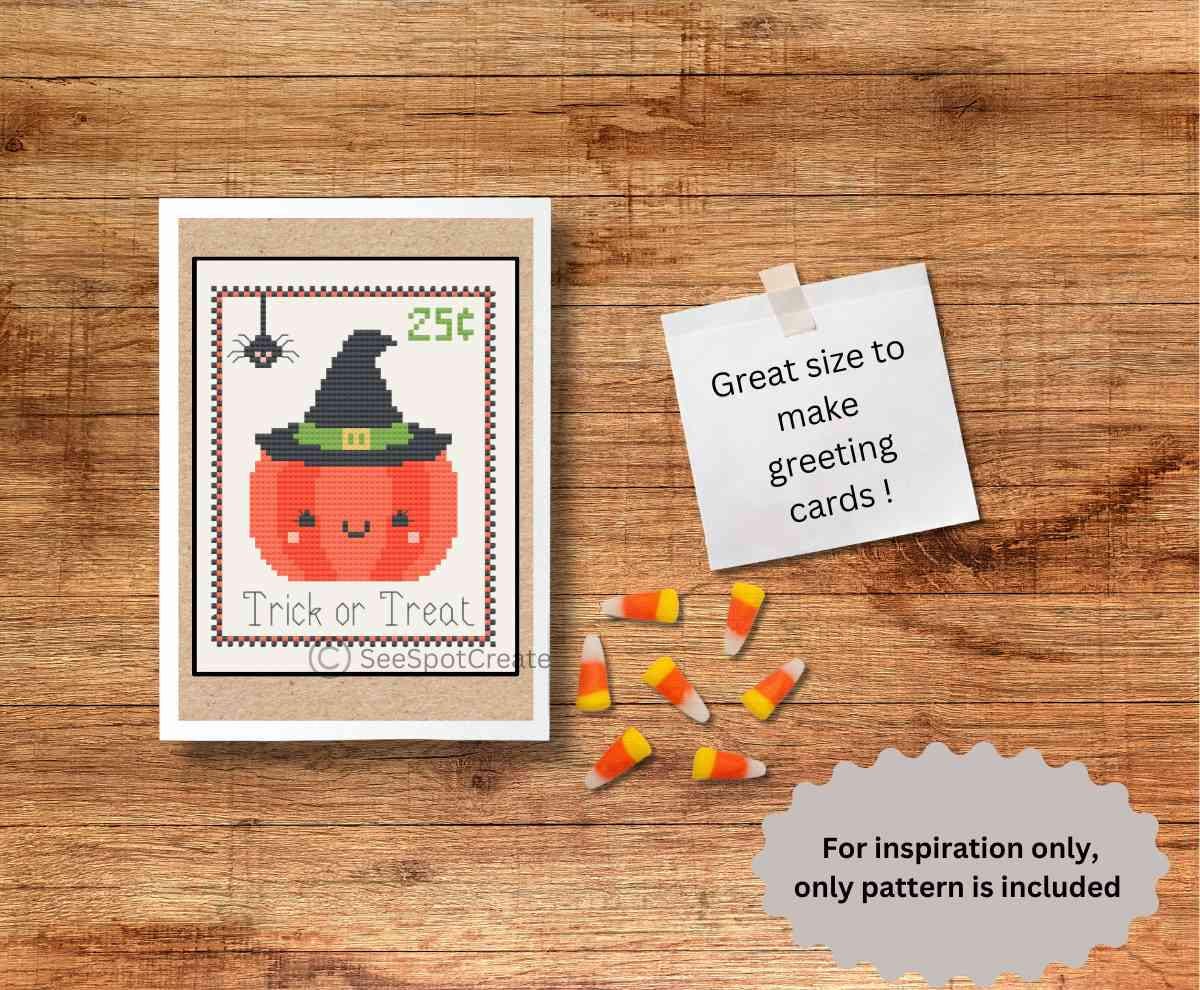 Halloween Pumpkin Cross Stitch Pattern Postage Cute Jack O Lantern ...