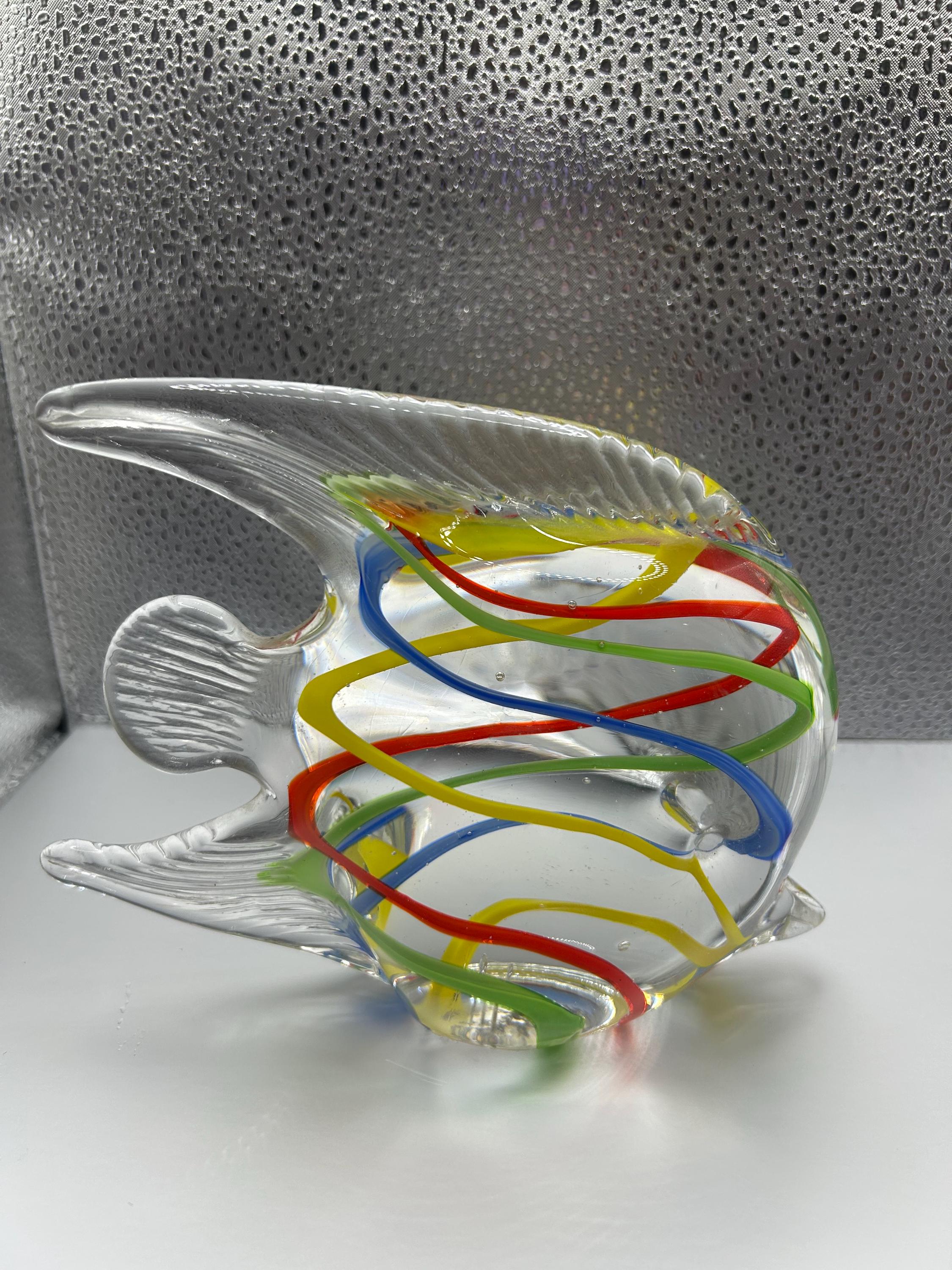Hand Blown Glass Angel Fish Clear With Multiple Colors 5 in X 5 In - Etsy