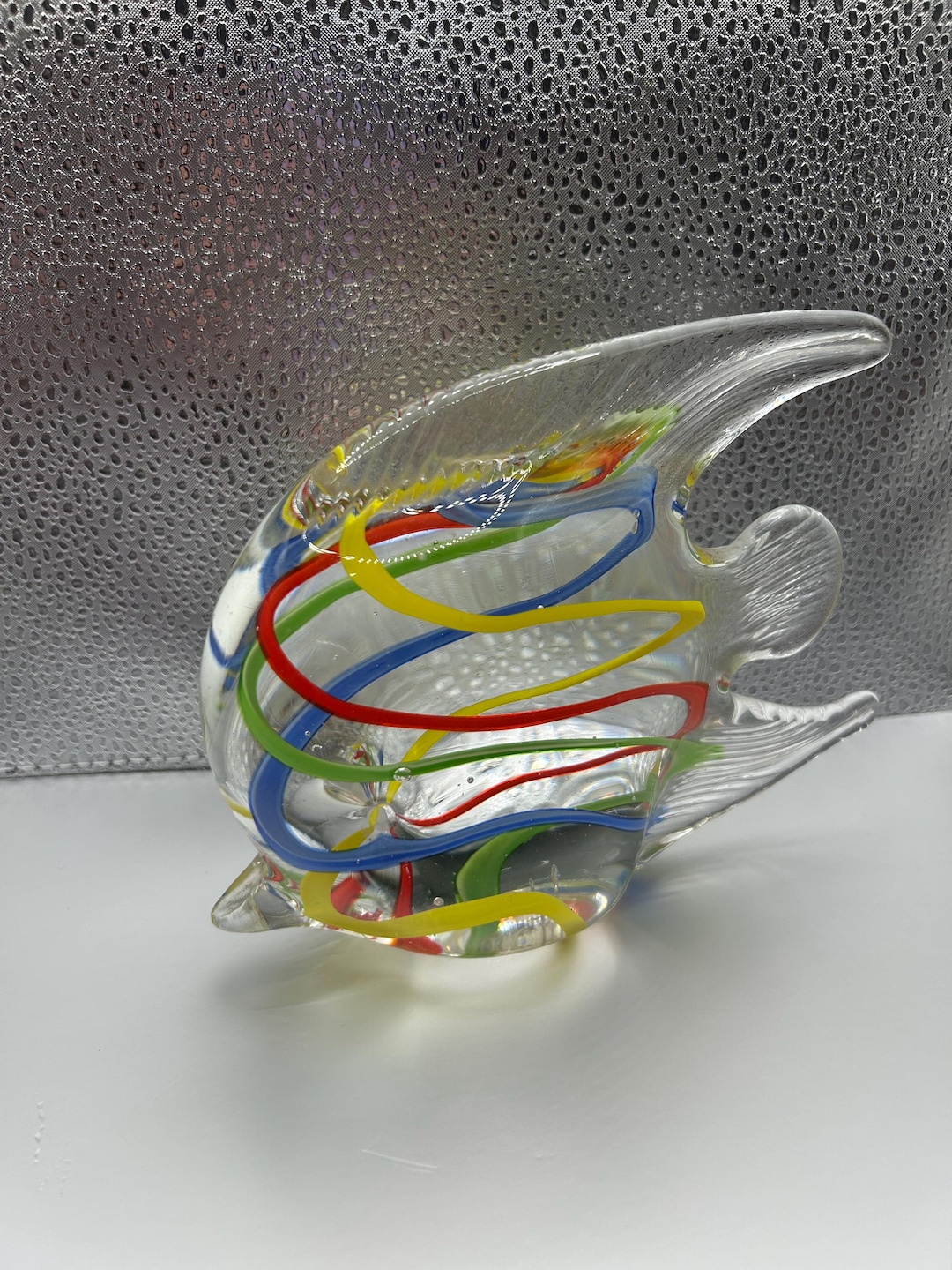 Hand Blown Glass Angel Fish Clear With Multiple Colors 5 in X 5 In - Etsy