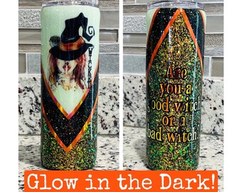 GLOW in the DARK Wicked Witch Tumbler - Stainless Steel - Halloween Tumbler - Spooky Tumbler