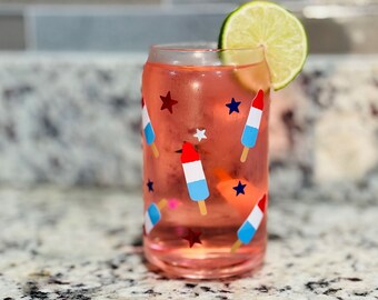 Bomb Pop Can Glass - 4th of July Tumbler - Popsicle Glass