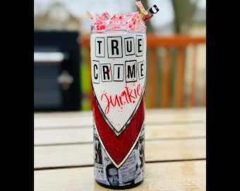 True Crime Junkie Tumbler - Murder Mystery Cup - Spooky Horror Halloween Gift - Serial Killers Tumbler
