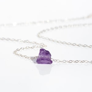 Amethyst Necklace, Raw Crystal Necklace, Natural Gemstone Pendant, Minimalist Boho Jewellery, February Birthstone, Best Friend Gift For Her