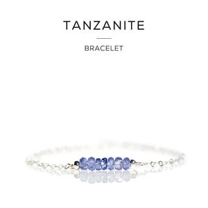 Tanzanite Bracelet, Tiny Raw Crystal Bracelet For Women, Dainty Minimalist Small Gemstone Jewellery, December Birthstone Gift For Her