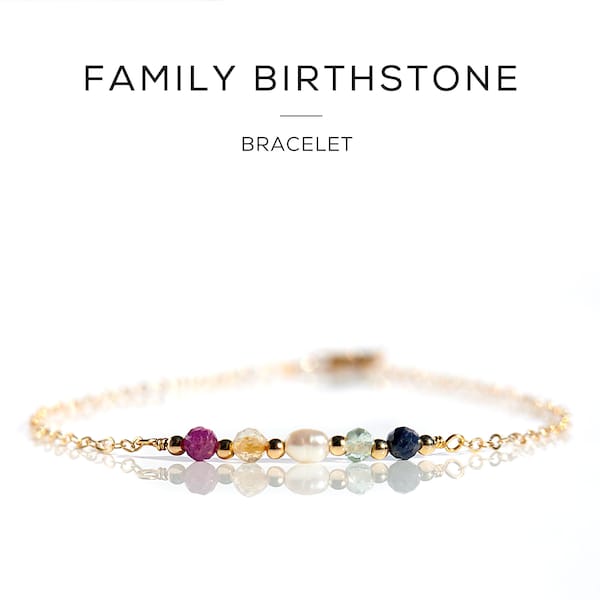 Family Birthstone Bracelet, Personalised Crystal Bracelet, Custom Meaningful Jewellery, Choose Your Stones, Minimalist Gemstone Gift For Her