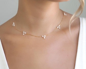 Dainty Pearl Choker, Tiny Natural Pearl Necklace For Women, Elegant Minimalist Bridal Necklace, June Birthstone, Wedding Anniversary Gift