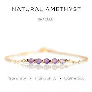 Amethyst Bracelet, Dainty Minimalist Jewellery, Raw Crystal Bracelet, Friendship Bracelet, February Birthstone, Best Friend Gift for Her