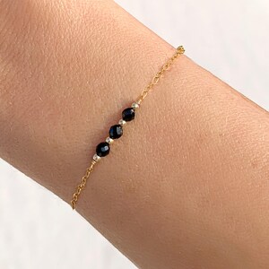 Black Tourmaline Bracelet, Empath Protection, Raw Crystal Bracelet, Minimalist Goth Jewellery, October Birthstone Best Friend Gift For Her image 3