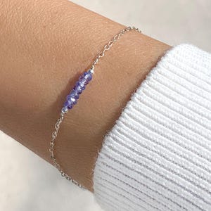 Tanzanite Bracelet, Raw Crystal Bracelet, Dainty Small Gemstone Bracelet, Tiny Simple Minimalist Jewellery, December Birthstone Gift For Her