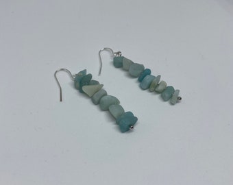 stone earrings, natural earrings, blue earrings, crystal earrings, dangle earrings, trendy earrings, beaded earrings, silver plated earrings