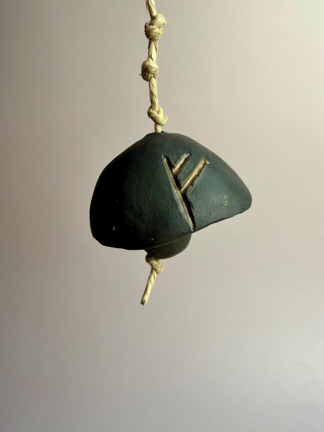 Fehu Rune Bell – Handmade Ceramic Prosperity Talisman – Norse Wealth ...