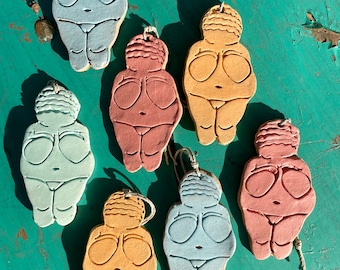 Handmade ceramic Venus of Willendorf ornaments