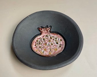 Handmade ceramic pomegranate ring dish